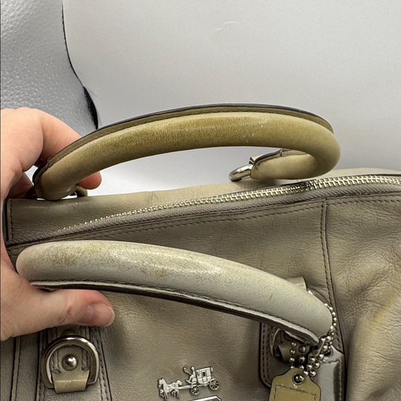 Coach Madison Sabrina 12937 Taupe Pebbled Leather Satchel Crossbody Bag - Picture 7 of 9